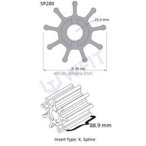 ใบพัดยางยืดหยุ่นสำหรับปั๊มน้ำทะเล SP280 สำหรับระบบระบายความร้อนเครื่องกำเนิดไฟฟ้าทางทะเล ปั๊มน้ำจอห์นสัน - Product Image 4