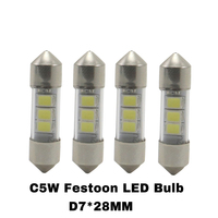 Bohlam LED Sv7 28mm 31mm 36mm 39mm 42mm 7mm Diameter Tipis Festoon 6V 12V 24V Lampu Non-polarized Untuk Interior Mobil