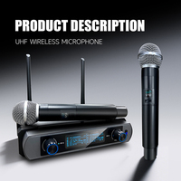 Système de microphone sans fil UHF professionnel à 2 canaux pour karaoké avec un émetteur et deux micros portatifs