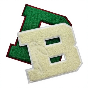 Patchs brodés en chenille, lettres de l'alphabet à thermocoller, appliques en tissu vert, rouge, blanc, lettres B A - Product Image 1