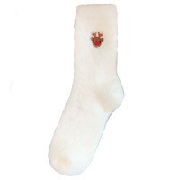 Chaussettes d'hiver en tricot respirant pour femmes, blanches avec un design mignon, pour un usage quotidien, vente en gros