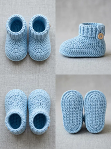 Bottes à cheville pour bébé au crochet, neutres, à semelle souple, tricotées, respirantes, avec fermeture à bouton, chaussures de printemps pour bébé - Product Image 2