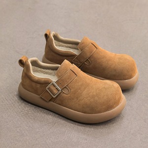 Cotton shoes 2026 spring new style matte leather with buckle <b>padded</b> one-piece slip-on over sized men's shoes - Product Image 4