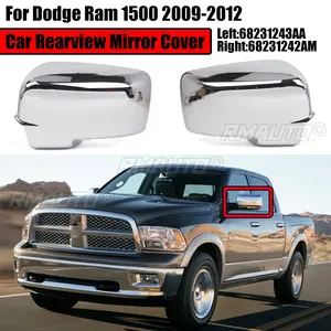 For Dodge Ram 1500 2009-2012 Car Rearview <b>Mirror</b> Cover <b>Shell</b> Caps Housing Replacement 68231243AA 68231242AM Chrome Sliver - Product Image 1