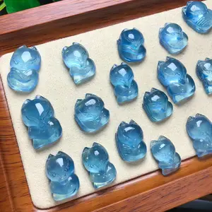 DIY Natural Aquamarine Carved Accessories Beads Handmade Diy Beaded Bracelet Crystal Bracelet Pendant Material Small Accessories