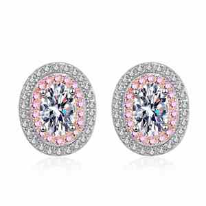 Women's 925 <b>Silver</b> Jewelry <b>Set</b> Oval Cut Zircon Ring Earrings <b>Necklace</b> Wedding Bridal Party Rhodium Plated Classic Style - Product Image 2