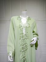 Abaya élégante en dentelle unie avec fleurs pour femmes musulmanes du Moyen-Orient, style décontracté d'été, cardigan Abaya, robe musulmane pour femmes