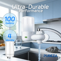 Filtre purificateur d'eau rotatif PUREZA à installation facile, adoucit l'eau, élimine le chlore et le fluorure pour évier de cuisine et de salle de bain