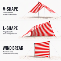 Parasol de plage coloré, abri pare-soleil, cabane en spandex coupe-vent avec sacs de sable pour les voyages en plein air et la pêche