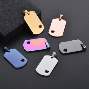 Collier pendentif vierge 6 couleurs, bijoux en acier inoxydable en forme de cœur et de rectangle, design inaltérable 24*40mm, vente en gros - Product Image 6