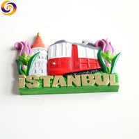 Aimant de réfrigérateur touristique en polyrésine peint à la main en 3D, souvenirs de lieux emblématiques d'Istanbul, Mosquée bleue, Tour de Galata
