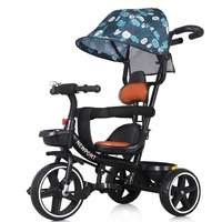 Tricycle poussette 4 en 1 pour bébé avec auvent pare-soleil, poignée de poussée et barre de sécurité pour les enfants de 1 à 6 ans