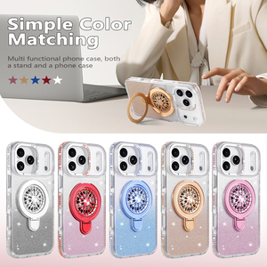 Nouvelle coque de téléphone transparente incrustée de diamants avec support gyroscopique rotatif à 360° pour iPhone 17 Pro Max 16 15 14 13 - Product Image 6