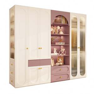 Armoire-penderie en bois moderne sur mesure avec portes en verre |   Système de placard de chambre à coucher au design minimaliste pour projet de mobilier de maison - Product Image 1