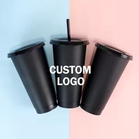 Couvercle de gobelet en plastique léger personnalisable paille à changement de couleur froid étanche sport usage quotidien pour les boissons de jus fêtes randonnée