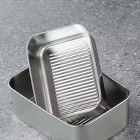 Boîte à lunch empilable en acier inoxydable avec couvercle transparent ventilé, 1-3L, pour la conservation des aliments frais au réfrigérateur, respectueuse de l'environnement