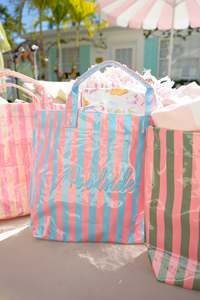 Sac d'été de plage vierge à rayures, couleurs bonbon rose et bleu, pour la vente en gros - Product Image 5