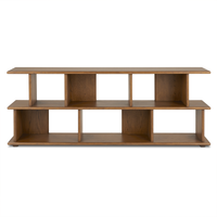 Bibliothèque ouverte multi-niveaux en noyer noir américain, design cube, écologique et durable, pour bureau à domicile, chambre, style Wabi Sabi, vie moderne