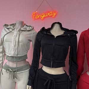 Setelan Santai 2 Potong Wanita 2025, Pakaian Olahraga Fitness, Setelan Jogger, Hoodie Warna Kontras Modis dan Celana Rajut - Product Image 4