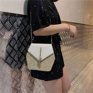 Bolso de Hombro Mini de Paja Sintética PP para Mujer, con Cadena Metálica, en Oferta - Product Image 6