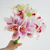 Bouquet de 6 orchidées Cymbidium artificielles : Bouquet réaliste, mariage, décoration d'hôtel en plein air, accessoires de photographie, décoration de restaurant