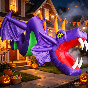 Drago Gonfiabile di Halloween da 3 Metri, Decorazione Luminosa per Giardino, Drago Gonfiabile Decorativo per le Festività - Product Image 3