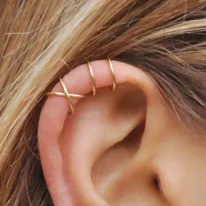 2024 Neue 5 teile/satz Gold Farbe Ohr manschetten Kletterer Kein Piercing Ohrring Blatt Clip auf Ohrringe für Frauen