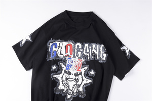 เสื้อยืดลายกราฟฟิตี้วินเทจ Glo Gang <span class=keywords><strong>Boyz</strong></span> Worldwide สำหรับผู้ชาย ผู้หญิง เสื้อผ้าลำลองทรงหลวม - Product Image 5
