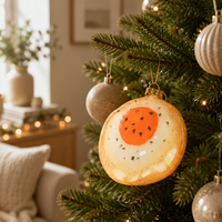 Ornement de Noël œuf frit, décoration ronde en verre à suspendre, couleur personnalisée, pendentif d'arbre, cadeau décoratif