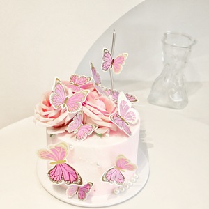 ท็อปเปอร์เค้กผีเสื้อพิมพ์ลายทองคำเปลว น้ำผึ้งและรสหวาน ของตกแต่งเค้กแบบเสียบ 250 กรัม อะคริลิค - Product Image 2