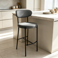 Tabouret de bar rembourré en gros avec pieds en métal noir, chaise de comptoir moderne pour hôtel, restaurant, café, projet commercial extérieur