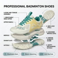 Chaussures de badminton pour hommes de qualité supérieure, ultra légères, avec semelle antidérapante pour l'entraînement et la compétition