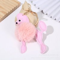 Porte-clés et breloque créatifs en forme de boule de caniche de dessin animé, chiot moelleux, avec design de corne, pour femmes, décoration de sac