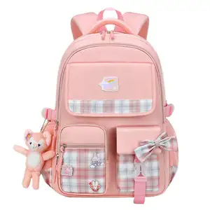 Die New Carton Kinder schult asche Large-Capacity Light Weight Reduction Girls 1-3-6 Grade Pupils School bag