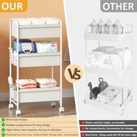Chariot de rangement pour couches de bébé à 3 niveaux avec roulettes et séparateurs amovibles