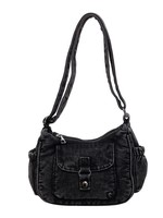 Sac fourre-tout rétro en jean bleu clair style vintage avec fermeture éclair, doublure en coton portable pour le shopping quotidien et les voyages