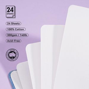 XinyiArt 100% Coton, Bloc de papier <span class=keywords><strong>aquarelle</strong></span> pour artiste, 24 feuilles, 300 g/m², <span class=keywords><strong>Bleu</strong></span>, pour peinture et <span class=keywords><strong>dessin</strong></span>, journal, papier à pression froide - Product Image 2