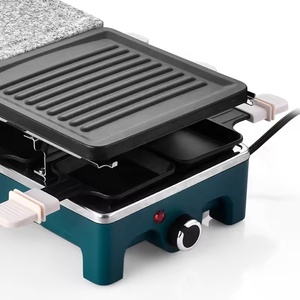 Grill électrique <span class=keywords><strong>à</strong></span> <span class=keywords><strong>raclette</strong></span> 8 mini-plaques avec plaque en pierre de granit naturel et gril antiadhésif côtelé, machine <span class=keywords><strong>à</strong></span> fondue de fromage et barbecue d'intérieur - Product Image 5