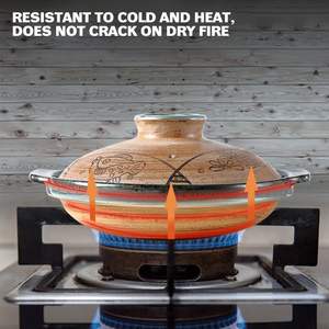 DOERDO Casserole <span class=keywords><strong>en</strong></span> argile chinoise design classique de 7 pouces, <span class=keywords><strong>couvercle</strong></span> de marmite <span class=keywords><strong>en</strong></span> <span class=keywords><strong>terre</strong></span> cuite de 18cm pour restaurant à domicile - Product Image 4