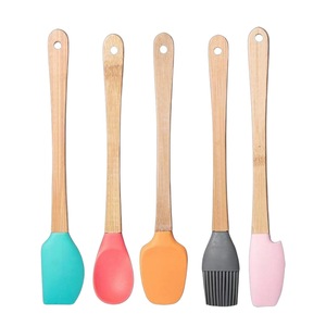 Bamboo Handle <b>Silicone</b> 5-Piece Cooking Set Heat Resistant Spatula Spoon Brush Kitchen <b>Tools</b> - Product Image 5