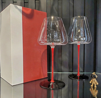Verre à vin moderne en cristal soufflé à la main, sans plomb, transparent, grande capacité 850 ml, bord fin, tige longue et fine, dans un coffret cadeau