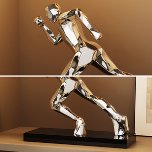 Sculpture moderne de l'<span class=keywords><strong>homme</strong></span> qui court, artisanat en résine électro-plaquée, ornements pour la décoration de la maison, salon, bureau, cadeaux de décoration - Product Image 6