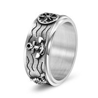 Bague pour homme en acier inoxydable, étanche et résistante aux rayures, motif ancre de bateau pirate et boussole, style luxe léger, très vendue et fréquemment portée
