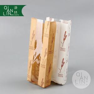 Bolsa de Papel Kraft Marrón y Blanca con Logotipo Personalizado, Bolsa de Papel para Baguette Francesa con Ventana, Bolsa de Papel Antigrasa para Envolver Pan Francés - Product Image 1