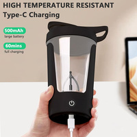Mélangeur portable de bouteille de shaker de protéines électrique rechargeable par USB de 15oz pour shakes de protéines, smoothies et pré-entraînement