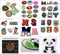 Patch en tissu thermocollant brodé à la machine, forme ronde mignonne, dessin animé, pour vêtements, chapeaux et sacs, décoration DIY