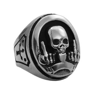 Joyería de Acero Inoxidable 316L para Hombre, Anillo de Calavera Gótica con Dedo Medio, Estilo Dominante, para Motociclistas, Punk y Rock - Product Image 4