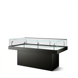 Vitrine de musée noire 180x80x105 cm avec couvercle en verre et éclairage LED pour expositions sur table - Product Image 2