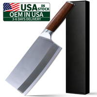 Couteau de Chef Premium à Manche en Bois, Couteau Utilitaire Tranchant pour Cuisine, Acier Inoxydable 30Cr13MoV, Disponible en Stock Local aux États-Unis