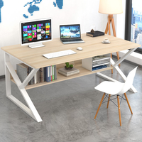 Bureau d'ordinateur moderne en bois, table d'étude à poser au sol avec étagère ouverte, poste de travail simple pour le bureau à domicile